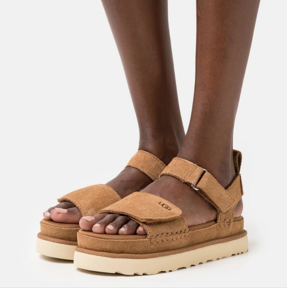 UGG Women's Tan Suede Platform Sandals